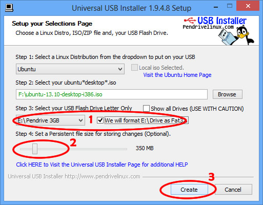 Experimentando ou Instalando o Ubuntu 13.10 via pendrive gerado com o Universal USB Installer