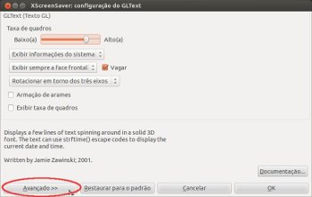XScreenSaver: Configuração do GLText