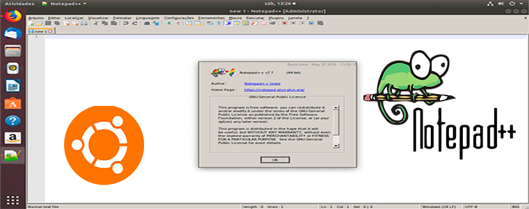 Editor de Texto e Código-Fonte Notepad++ no Ubuntu