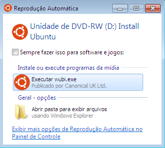 Tela de Reprodução Automática do Windows 7