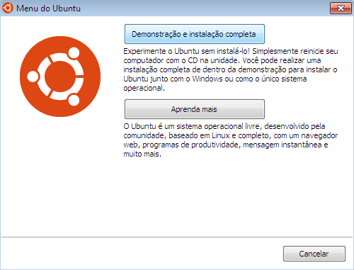 Menu do Ubuntu no Windows 7
